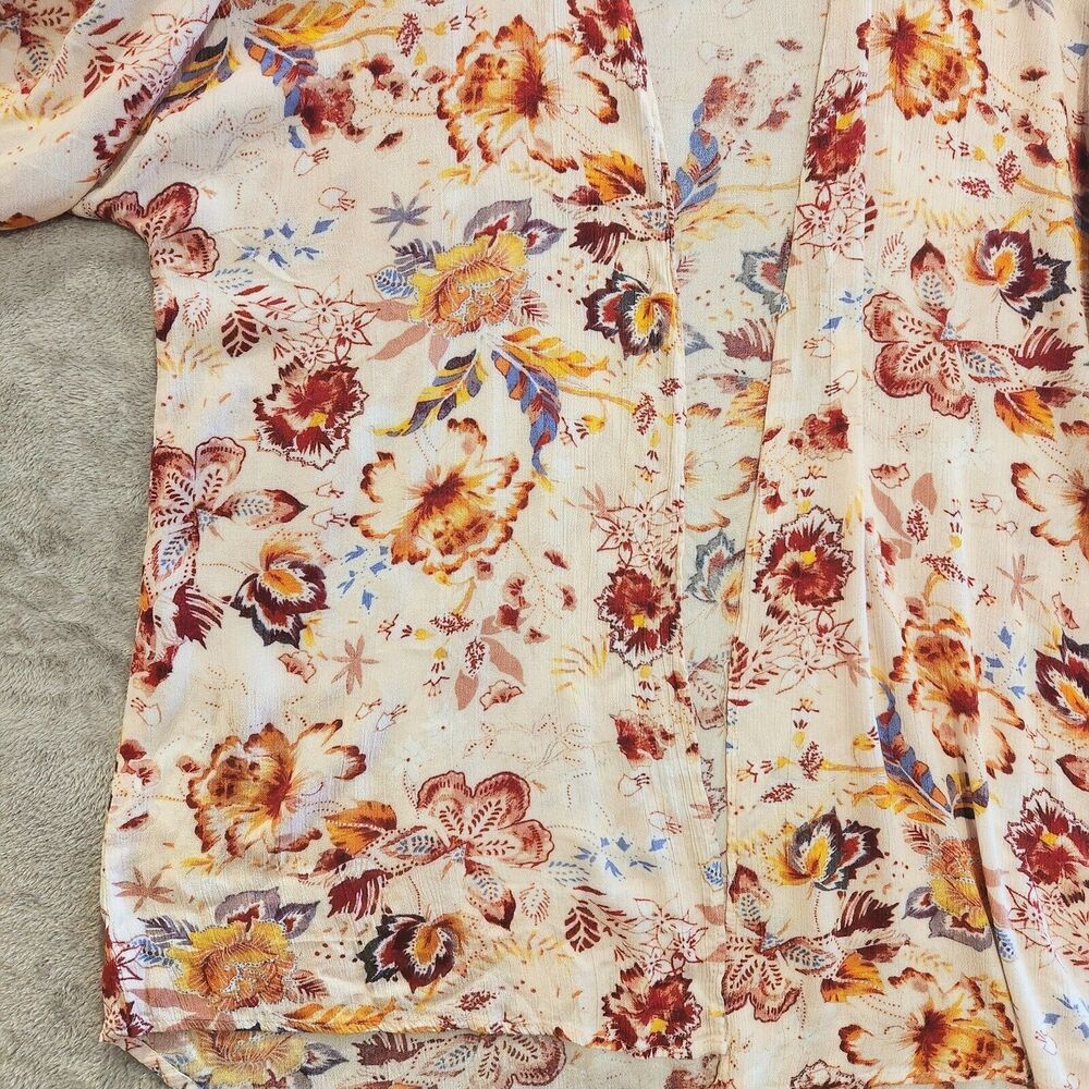 Versona Pink Floral Flutter Sleeve Kimono Size Medium Boho Festival Coastal - Picture 3 of 9